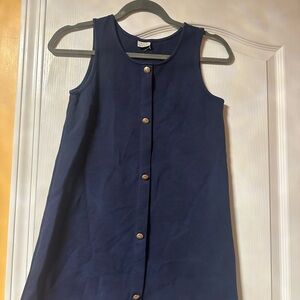 Girls' Navy Button-Front Sleeveless Dress